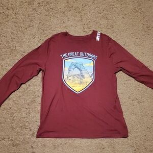 Burgundy Long Sleeve Shirt with Outdoor Graphic